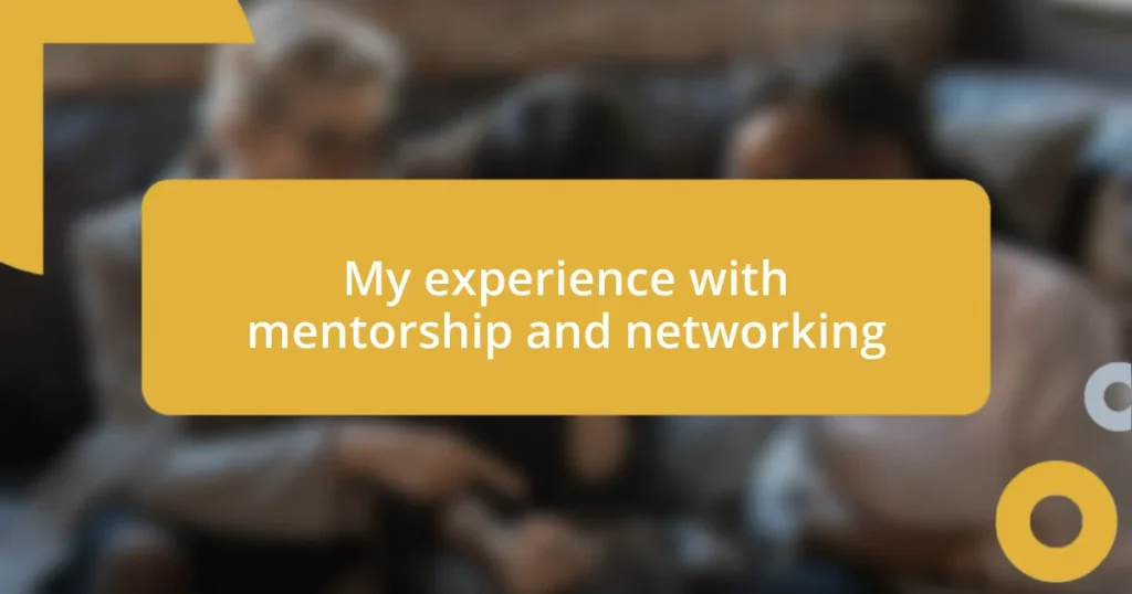 My experience with mentorship and networking